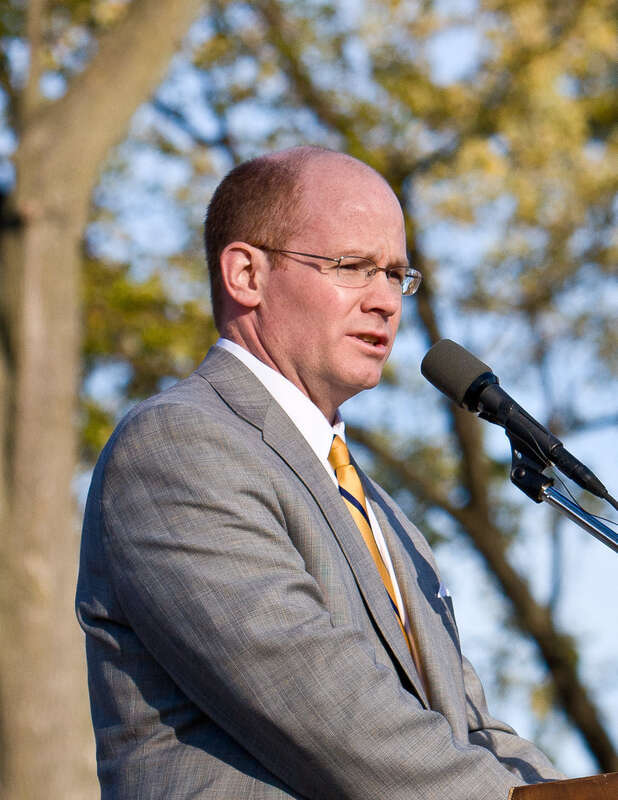 Illinois State Senator Don Harmon giving a speech