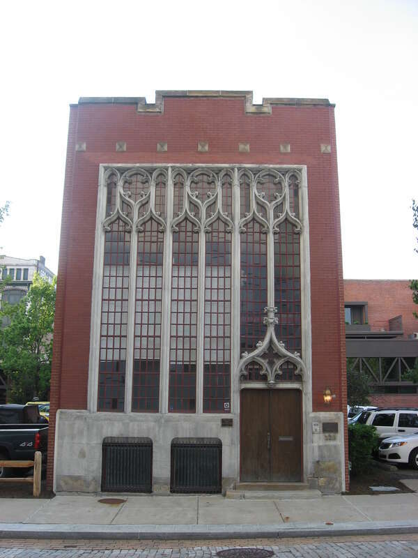 Front of the Frederick J. Osterling Office and Studio, located at 228 Isabella Street in the North Shore neighborhood of Pittsburgh, Pennsylvania, United States.  Built in 1917 for renowned architect Frederick J. Osterling, it is listed on the