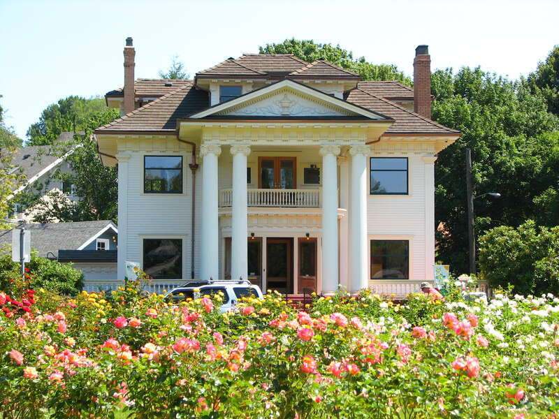 The historic Abraham and Mary C. Mowrey Residence, located at 1718 Southeast 16th Avenue in Portland, Oregon, United States, is listed as a contributing resource within the Ladd's Addition Historic District.