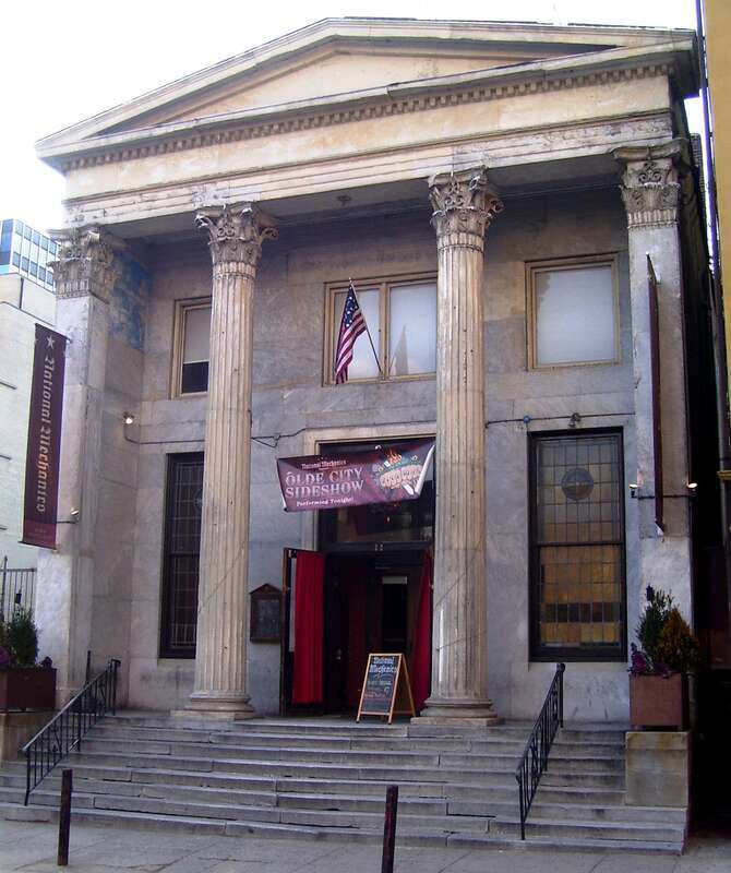 The Mechanics National Bank Building at 22 S. 3rd Street between Chestnut and Market Streets in the Old City neighborhood of Philadelphia, Pennsylvania was built in 1837 as the Mechanics National Bank, and was designed by William Strickland.  It has