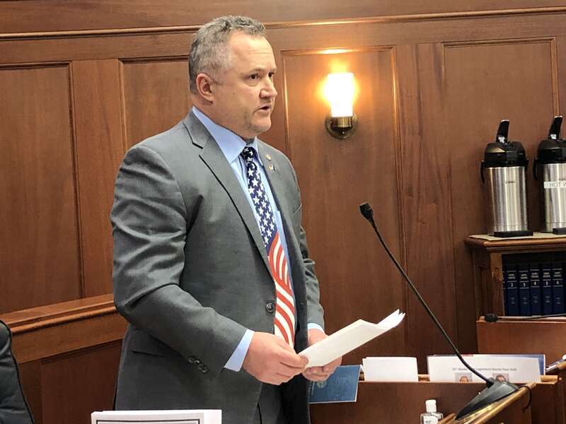 Mike Shower speaks on the Senate floor.