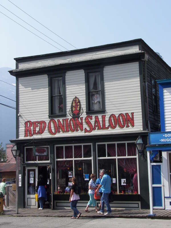 Red Onion Saloon, a former brothel and current museum at Broadway and Second Avenue in Skagway, Alaska.