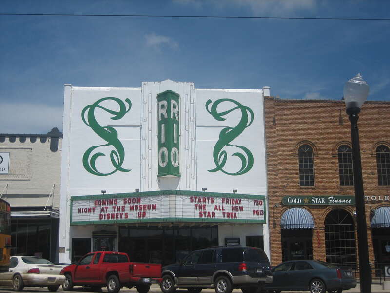 Rio cinema, 105 Nacogdoches Street, on the Center, Texas town/courthouse square (Texas State Highway 7)