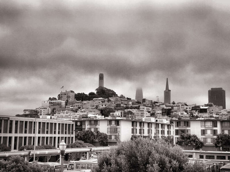 500px provided description: San Francisco [#city ,#street ,#tower ,#sidewalk ,#urban ,#cityscape ,#black and white ,#skyline ,#san francisco ,#highrise ,#waterfront ,#high-rise ,#street light ,#high rise ,#building exterior ,#bird's eye view ,#city