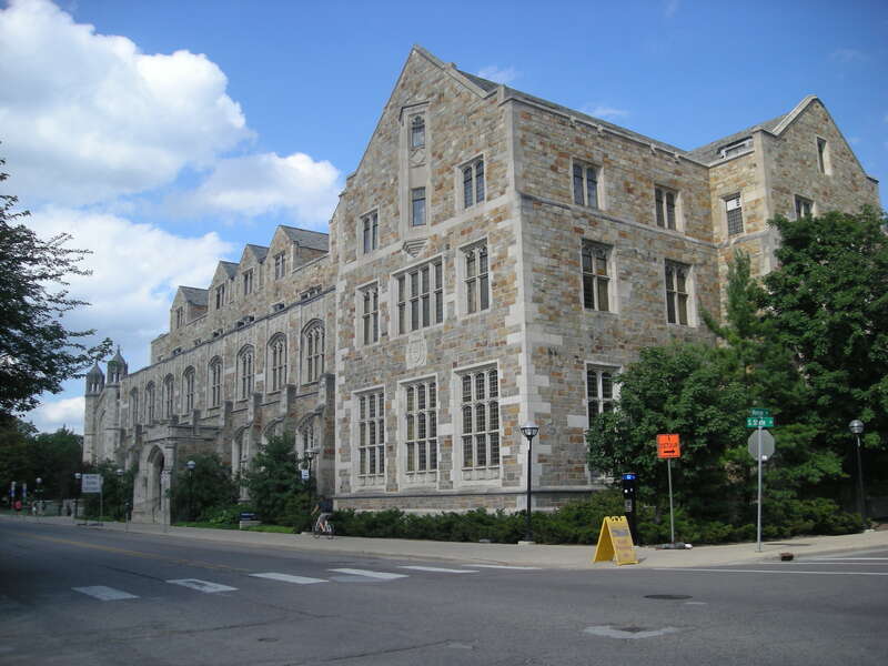 Hutchins Hall on the central campus of the University of Michigan in Ann Arbor, Michigan (United States).