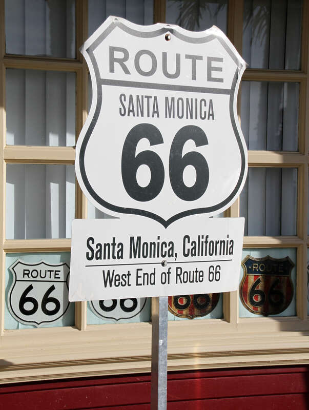 The end of the road marker on Santa Monica Pier. Our Route 66 journey is now over, after a few days in LA we will be heading up the pacific coast road Highway 1, to San Francisco via Santa Barbara and Monterey.