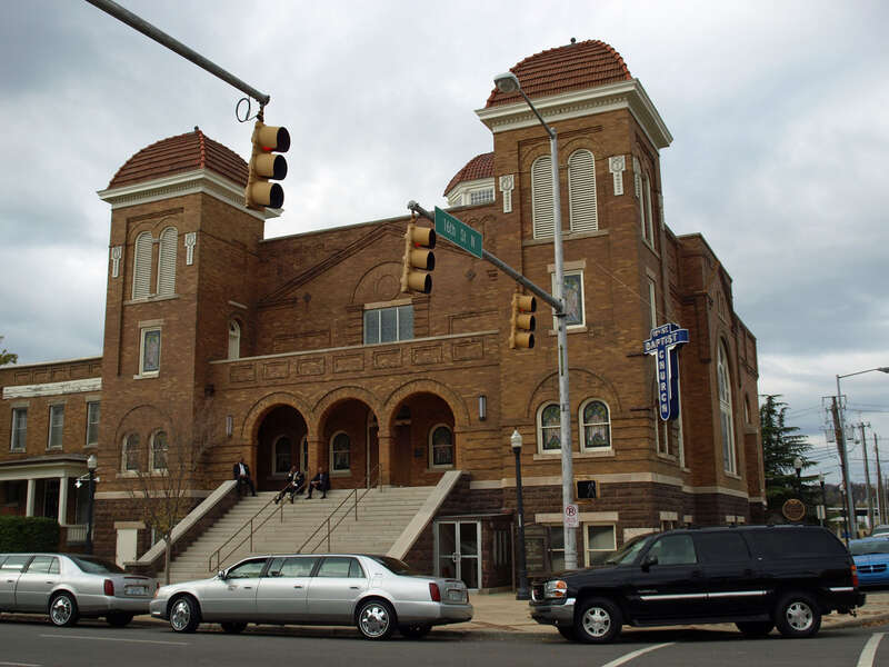 The Sixteenth Street Baptist Church in Birmingham, Alabama, listed on the National Register of Historic Places.