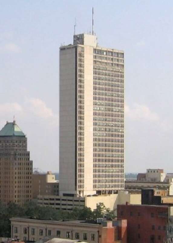 The GM Building at 107 St. Francis Street in Mobile, Alabama.  Built in 1965