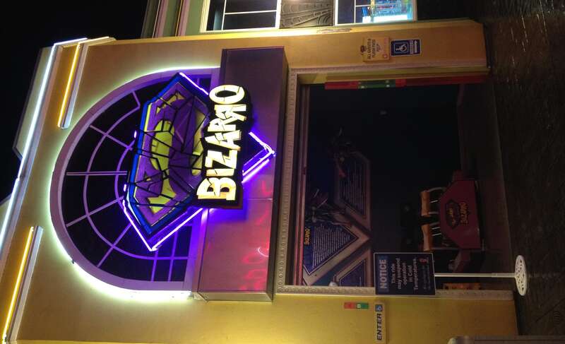 Bizarro entrance at Six Flags New England.