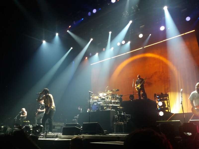 Motionless in White singer Chris Motionless joines Breaking Benjamin onstage in 2016.