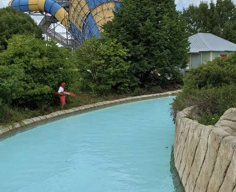 Castaway Creek lazy-river seen in 2020. There are no guests in the river since the park has not fully opened all attractions at that time.
