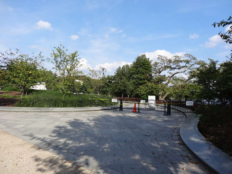 Gates blocking the west entrance of the Martin Luther King, Jr. Memorial in Washington, DC.  The memorial was closed during the US government shutdown of 2013.