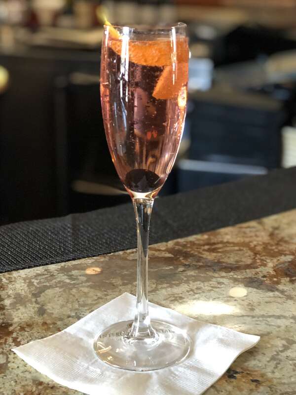A holiday sparkling cocktail (vodka based) at the Round Robin Bar in Washington, DC.