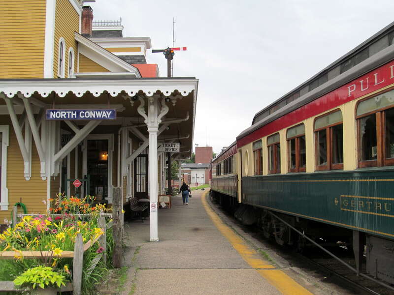A Conway Scenic Railroad train next to the North Conway Depot in 2013