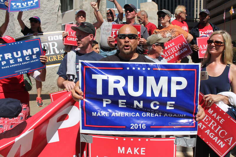 MARYLAND FOR TRUMP ALL HANDS ON DECK demonstration during National Guard Association of the United States Conference and Exhibition at the Baltimore Convention Center on Pratt between Cathedral and Charles Street in Baltimore MD on Sunday morning, 12