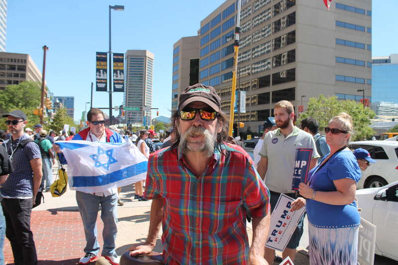MARYLAND FOR TRUMP ALL HANDS ON DECK demonstration during National Guard Association of the United States Conference and Exhibition at the Baltimore Convention Center on Pratt between Cathedral and Charles Street in Baltimore MD on Sunday morning, 12