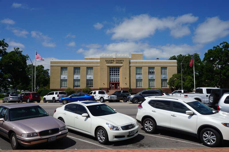 The Gillespie County Courthouse in Fredericksburg, Texas (United States).