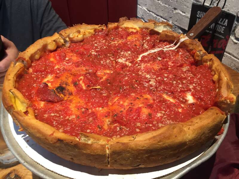 Deep dish pizza from Giordano's in July 2018