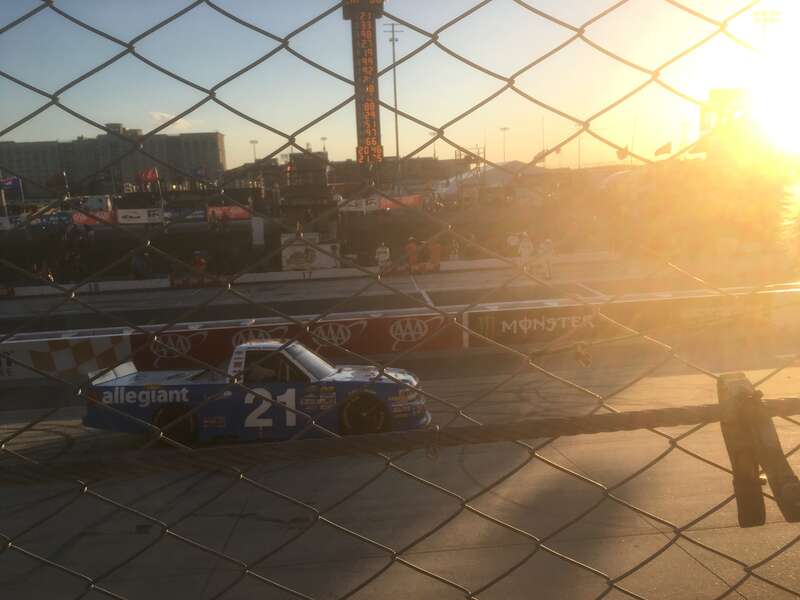 Johnny Sauter (#21) drives by on the frontstretch after winning the 2017 Bar Harbor 200 at Dover International Speedway