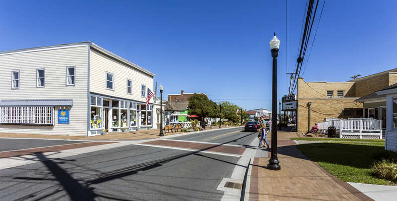 Main Street, Chincoteague, Virginia, USA, looking north