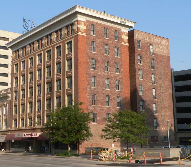 Sanford Hotel, now the Conant Apartments, located at 1913 Farnam Street in Omaha, Nebraska; seen from the northwest.