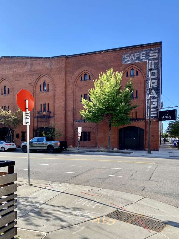 Built in 1889, this warehouse was originally designed by Edward S. Stebbins for the Realty Company.  Renovated in 1902-1906 under the direction of Cass Gilbert, the building was modified to its present Gothic Revival-style appearance.  Also known as