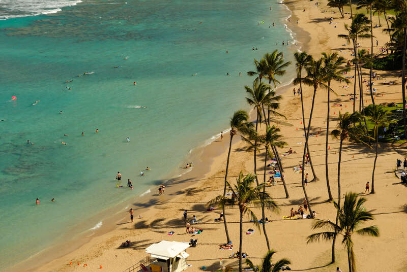 Closer view of the people at Hanauma Bay