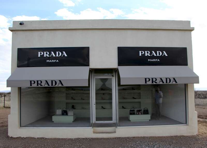 he sculpture was financed by the Art Production Fund (APF) and Ballroom Marfa, a center of contemporary art and culture. It is 1.4 miles northwest of Valentine, Texas, just off U.S. Highway 90, and about 26 miles northwest of the city of Marfa.