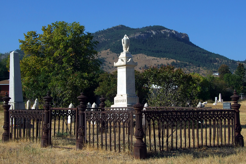 Memorials in the Benton Avenue Cemetery, in Helena, Montana.
On the National Register of Historic Places in Lewis and Clark County.
Scattered wooden markers, tall marble obelisks, and iron fences enclosing family plots memorialize the pioneers who