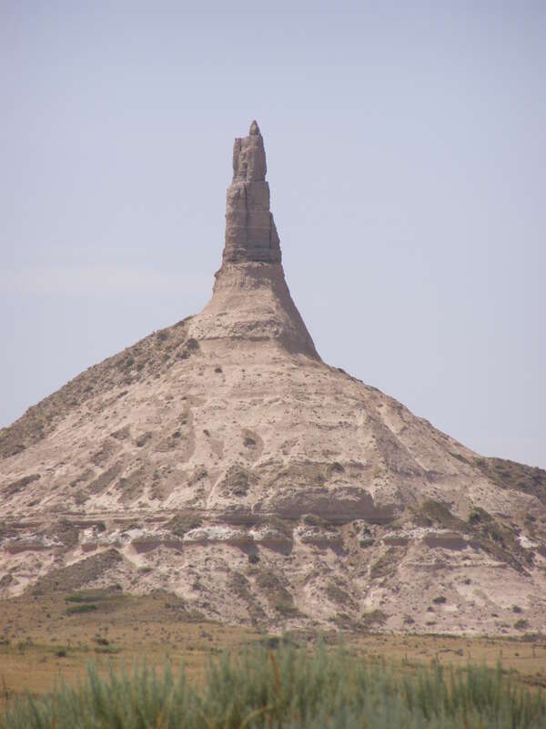 Chimney Rock a landmark along the California, Oregon and Mormon Trails in western Nebraska.
