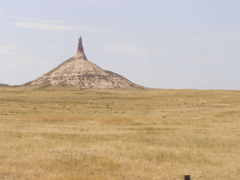 Chimney Rock a landmark along the California, Oregon and Mormon Trails in western Nebraska.