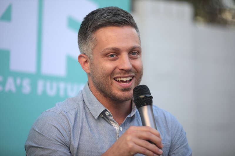 Chris Ronzio, the CEO of Trainual, speaking with attendees at an event titled &quot;Re-Energizing Your Systems Toward Progress&quot; hosted by America's Future at Greenwood Brewing in Phoenix, Arizona.

Please attribute to Gage Skidmore if used elsewhere.