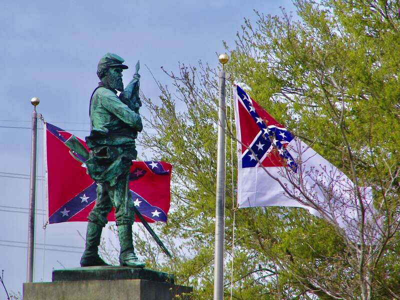 Historically correct confederate Monument in the solider section of cemetery