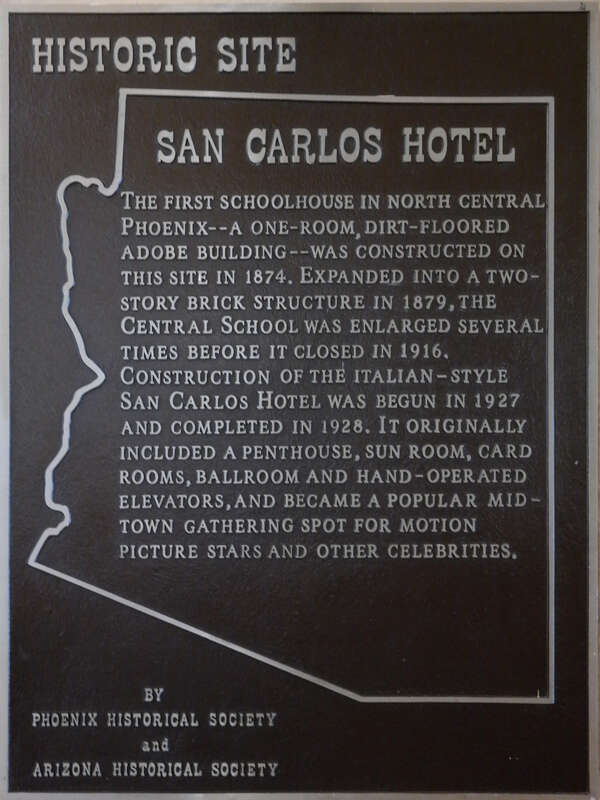 A plaque at the Hotel San Carlos