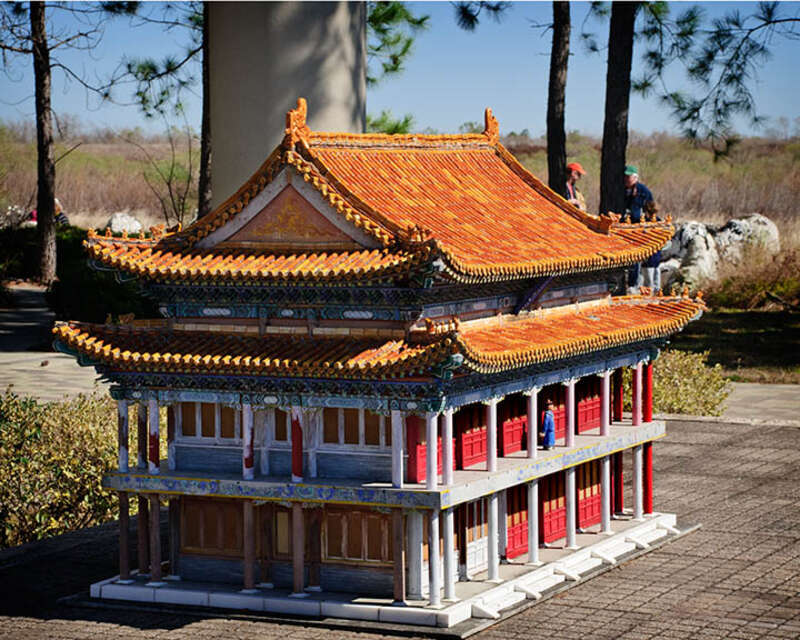 Miniature Chinese building at Forbidden Gardens in Katy, TX