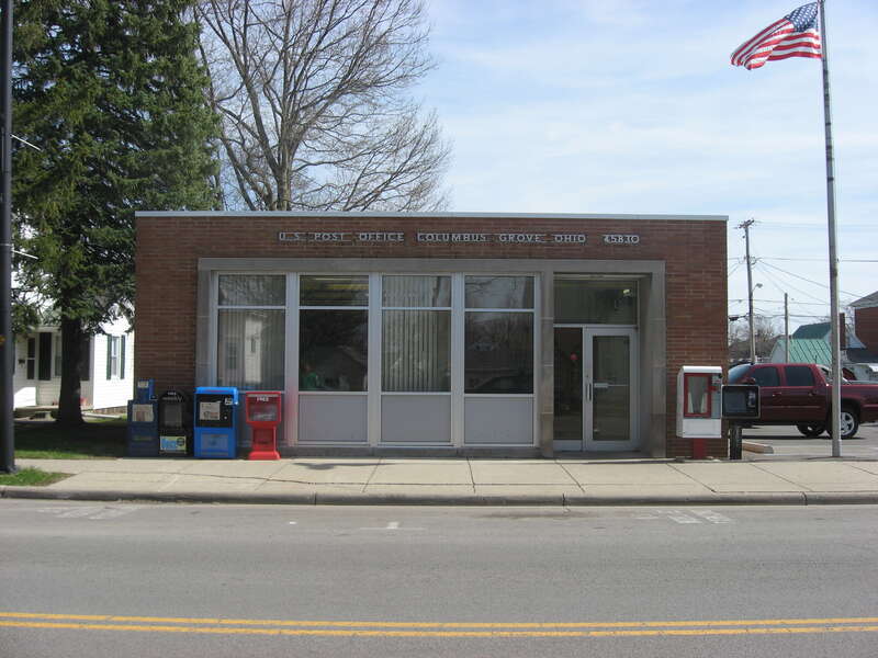 Front of the post office in Columbus Grove, Ohio, United States, located at 122 N. High Street (State Route 12).
