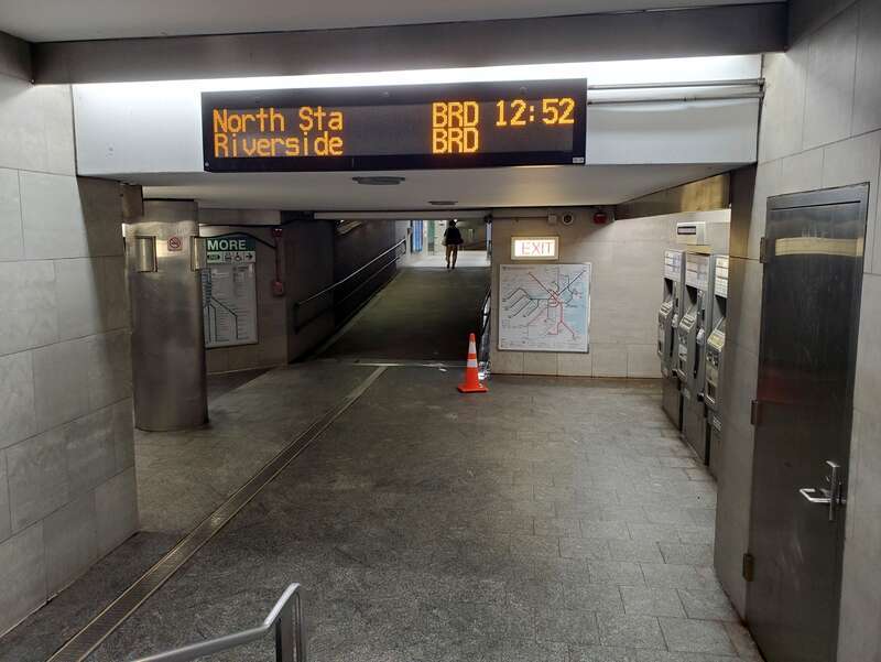 The small south lobby at Kenmore station in July 2021