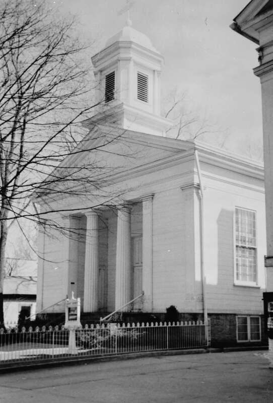 Front of St. Luke's Episcopal Church, located at 111 E. Broadway in Granville in Licking County, Ohio, United States.  Built in 1837, the church is listed on the National Register of Historic Places, and it is part of a Register-listed historic