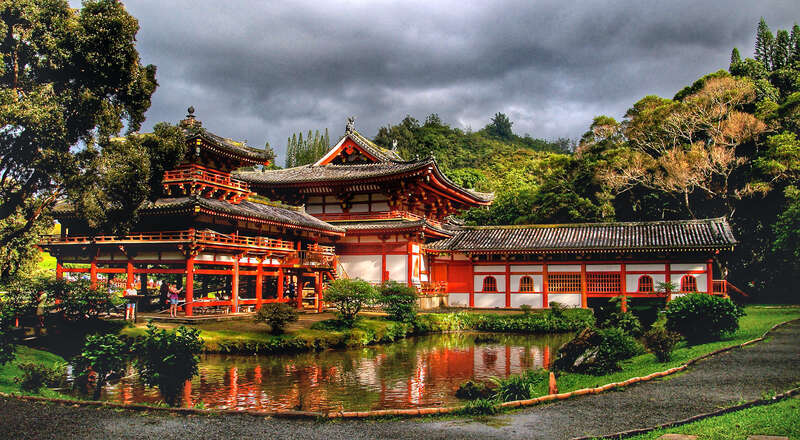 Valley of the Temples Memorial Park
Kahaluu, O'ahu, Hawaii
The Byodo-In Temple is located at the foot of the Ko'olau Mountains in Valley of the Temples Memorial Park. It was established on June 7, 1968, to commemorate the 100 year anniversary of the