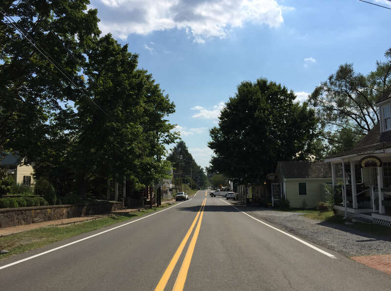 View west along U.S. Route 211 Business and south along U.S. Route 522 Business (Main Street) between Warren Avenue and Piedmont Avenue in Washington, Rappahannock County, Virginia