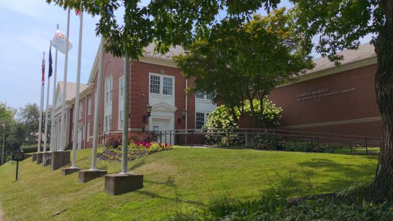 Campus Martius (former defensive fortification at the Marietta settlement in  Ohio, United States) from the main entrance