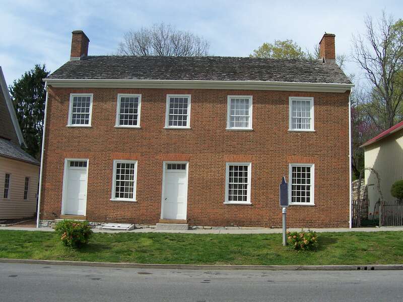 Governor's Headquarters in Corydon, Indiana. Built by Davis Floyd c 1816, purchased by Indiana c 1820. Inhabited by William Hendricks c 1820-1824. Sold by the state c 1840. This was Indiana's first &quot;Governor's Mansion&quot;.