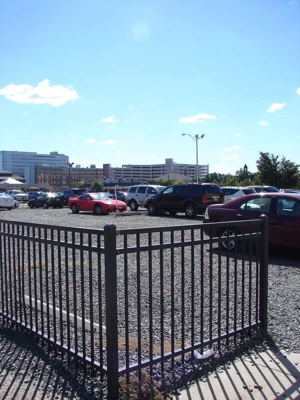 Parking lot at site of Camden Fire Insurance Association, on NRHP since August 22, 1990, at 428-432 Federal St., 	Camden, New Jersey.  Right next to South Jersey Gas Building - also on NRHP - which is now used as a library.  My guess is that the