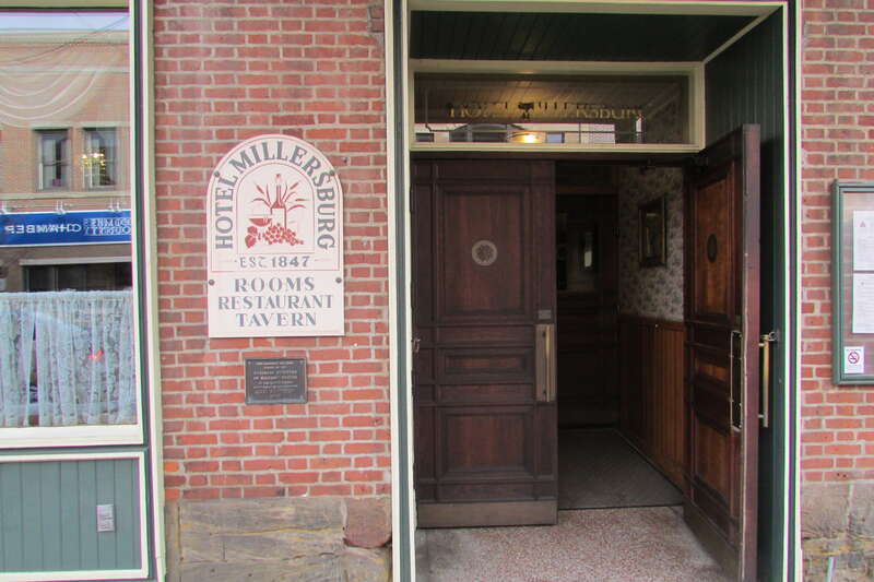 Historic plaque at the front door of the Hotel Millersburg, in Millersburg, Ohio.