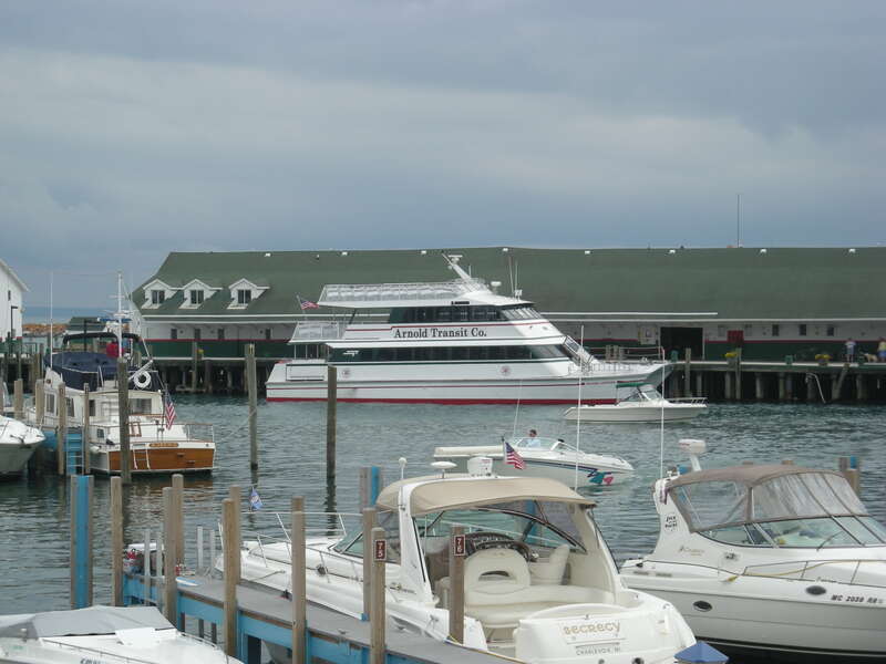 The Arnold Line ferry Island Express docked at Mackinac Island, Michigan (United States).