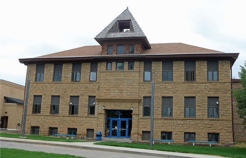 Mancos High School, located at 350 Grand Ave. in Mancos, Colorado. The property is listed on the National Register of Historic Places.