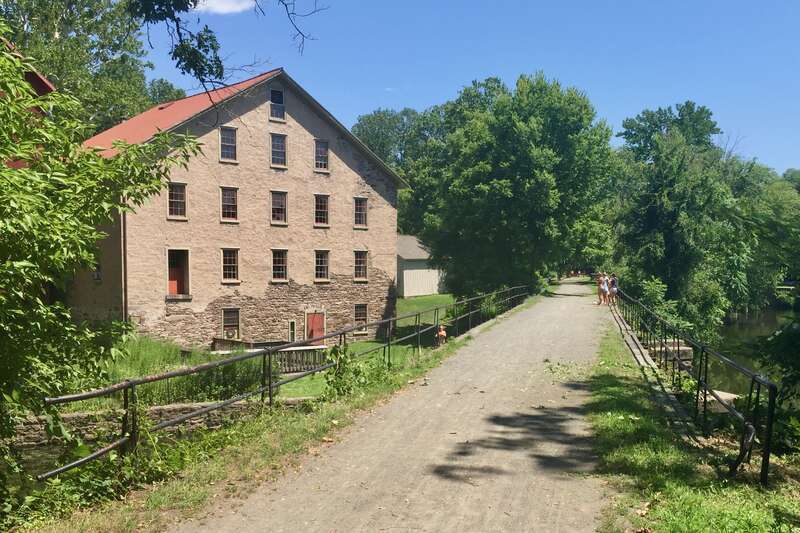 Historic mill by the feeder canal of the Delaware and Raritan Canal in Prallsville, New Jersey.