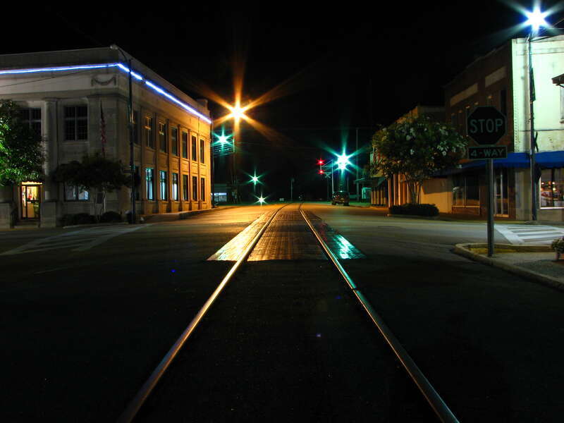 New Albany Street Tracks at Night
