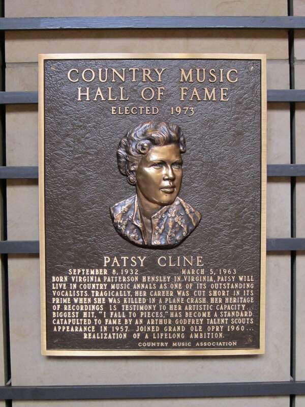 Patsy Cline's Hall of fame plaque