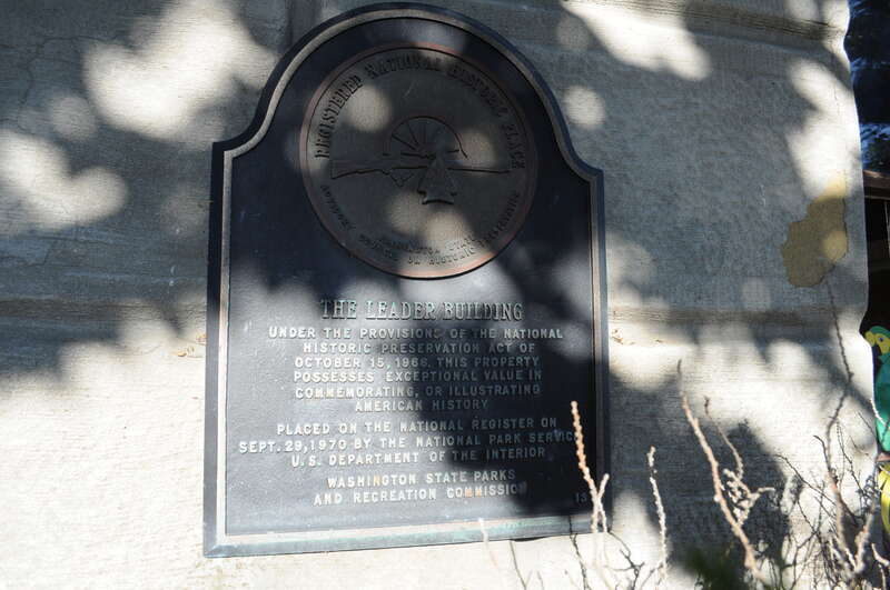 Plaque, Leader Building (originally the Fowler Building), 226 Adams Street, Port Townsend, Washington, USA. Home of the newspaper The Leader.